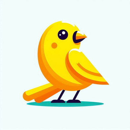 Cute yellow bird isolated on white background. Vector cartoon illustration.のイラスト素材