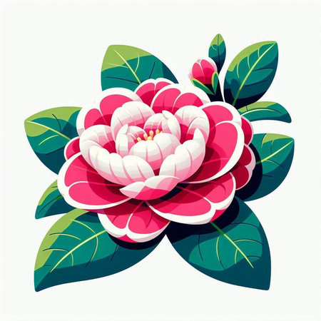 Camellia flower on a white background. Vector illustration.のイラスト素材