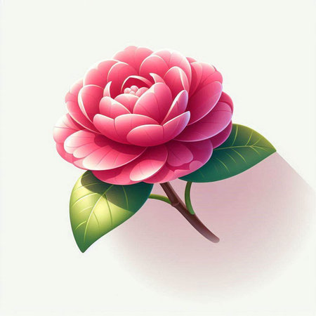 Illustration of a camellia flower on a white background.のイラスト素材