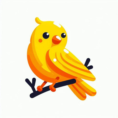 Cute cartoon yellow bird on a white background. Vector illustration.のイラスト素材