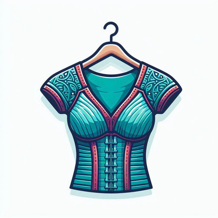 Sketch of a corset on a hanger. Vector illustrationのイラスト素材