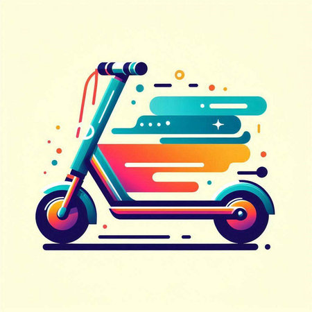 Colorful scooter icon in trendy flat style. Vector illustration.のイラスト素材