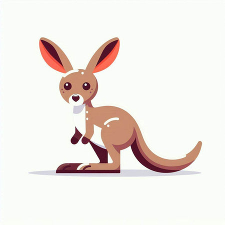 Kangaroo on a white background. Cartoon kangaroo.のイラスト素材
