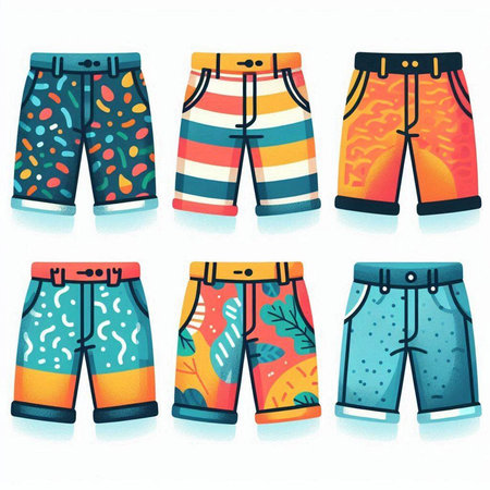 Vector illustration of a set of shorts for men. Vector illustration.のイラスト素材