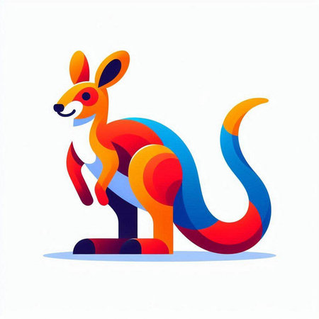 Kangaroo isolated on a white background. Cartoon style. Vector illustrationのイラスト素材