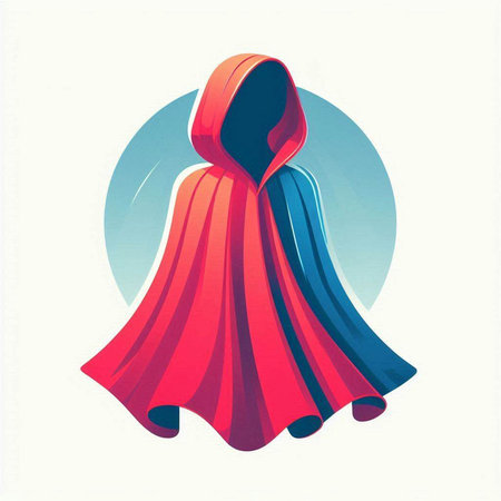 Illustration of a girl in a red cloak. Vector illustration.のイラスト素材