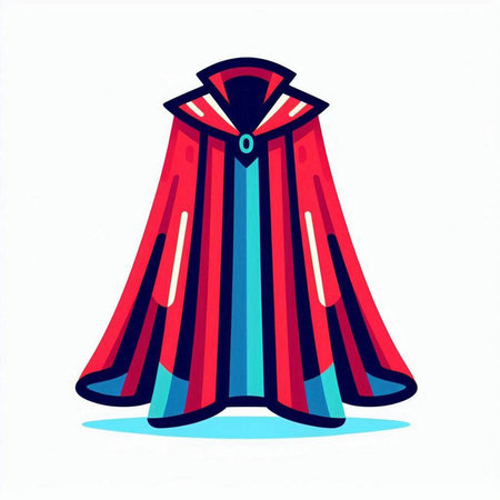 Illustration of a red and blue cape on a white background.のイラスト素材
