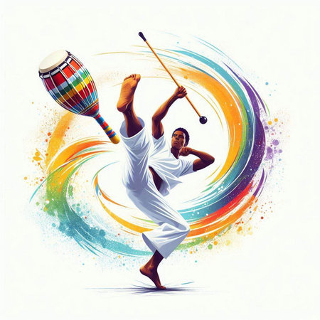 Vector illustration of Indian man playing kareem with colourful background.のイラスト素材