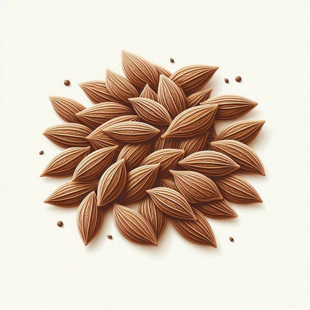 Almond seeds on a white background. Realistic vector illustration.のイラスト素材