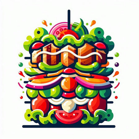 Illustration of a traditional Mexican hot dog with a mustache on a white backgroundのイラスト素材