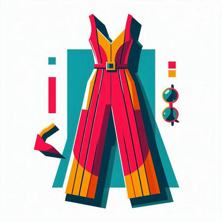 Fashion illustration of a woman's dress. Colorful vector illustration.のイラスト素材