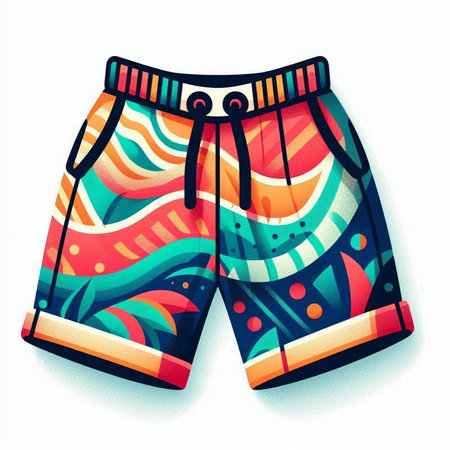 Colorful sport shorts isolated on a white background. Vector illustration.のイラスト素材