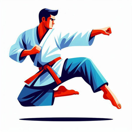 Martial arts fighter in kimono. Karate vector illustrationのイラスト素材