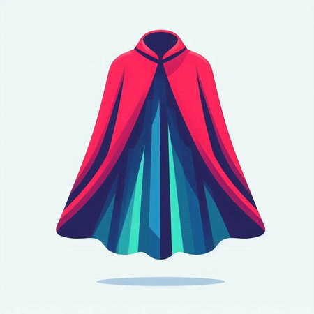 Illustration of a red raincoat with blue stripes on a white backgroundのイラスト素材