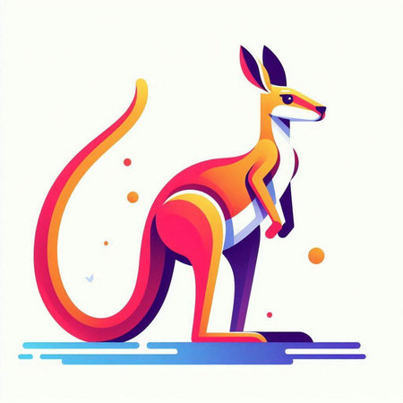 Kangaroo, vector illustration, isolated on a white background.のイラスト素材