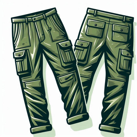 Trousers. Vector illustration of a pair of jeans in retro style.のイラスト素材