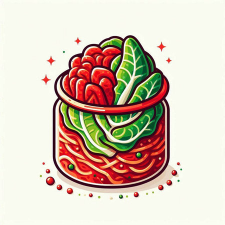 Salad with chard, lettuce and red pepper. Vector illustration.のイラスト素材