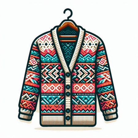Vector illustration of a jacket with a pattern in the style of tribalのイラスト素材
