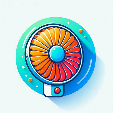 Electric fan icon, vector illustration. Flat design style with long shadowのイラスト素材