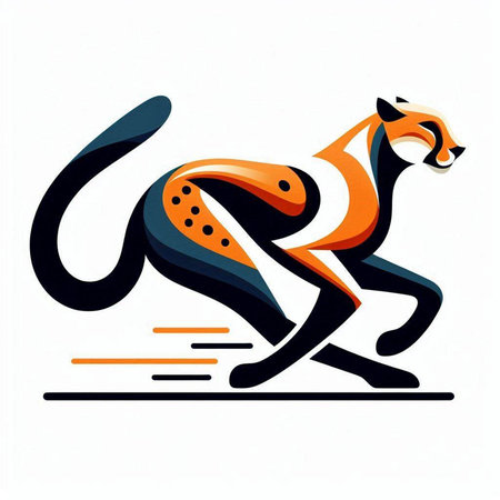 Running cheetah. Vector illustration isolated on a white background.のイラスト素材