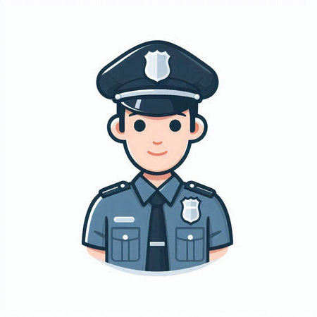 Policeman in uniform. Vector illustration in a flat style.のイラスト素材