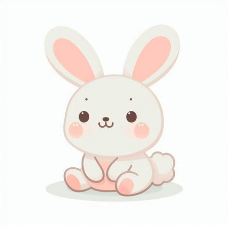 Cute cartoon bunny isolated on a white background. Vector illustration.のイラスト素材