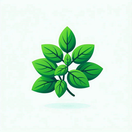 Green leaves on a white background. Vector illustration. Eps 10.のイラスト素材