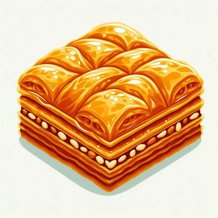 Sweet baklava with pistachio. Vector illustration.の写真素材
