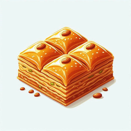 Baklava, traditional turkish dessert. Vector illustration.の写真素材