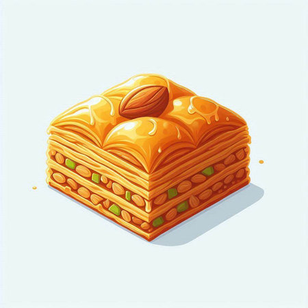 Baklava with pistachios, vector cartoon illustration.の写真素材