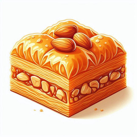 Baklava or baklava with nuts. Vector illustration.の写真素材