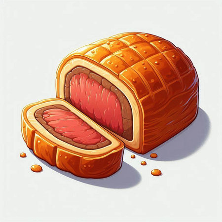 Illustration of a piece of meat in the form of a loafの写真素材