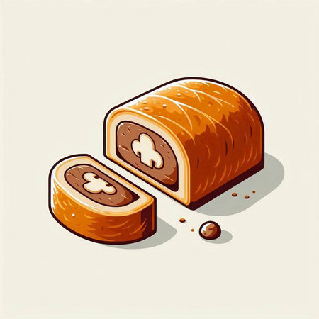 Sliced bread. Vector illustration of a piece of bread.