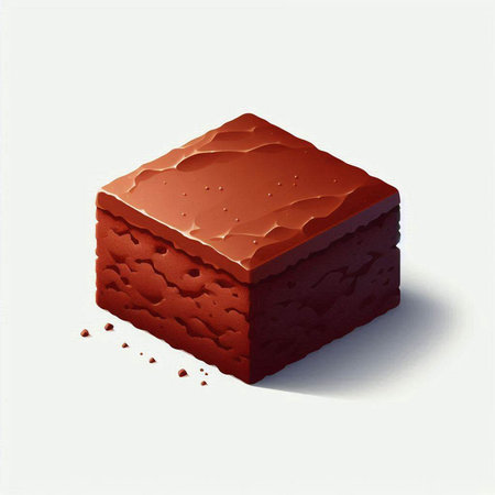 Illustration of a piece of chocolate cake on a white background.