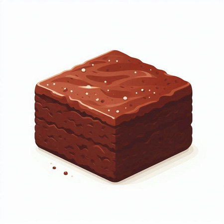 Illustration of a piece of chocolate cake on a white background.