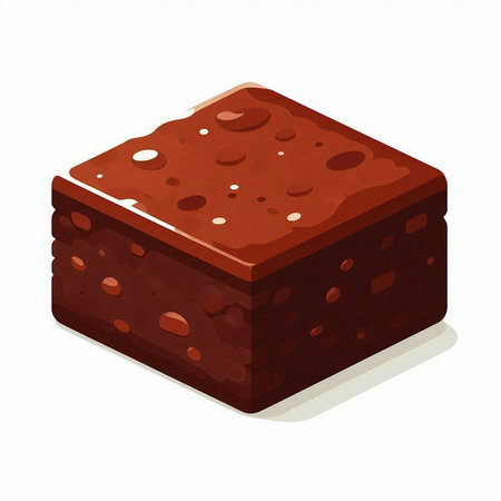 Illustration of a piece of chocolate cake on a white background.