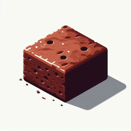 Chocolate cake with chocolate chips on a white background. Vector illustration.