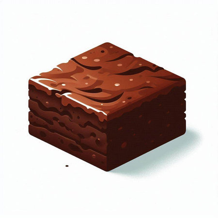 Illustration of a chocolate cake on a white background with a shadow