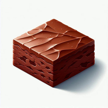 A piece of chocolate on a white background. 3D rendering.