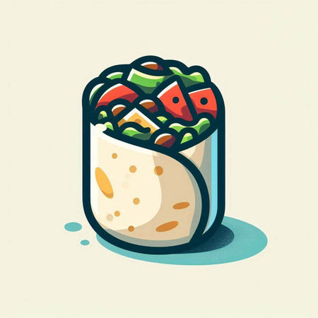 Illustration of a mexican burrito, vector illustration.の写真素材
