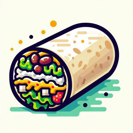 Illustration of a roll of burritos. Vector illustration.の写真素材