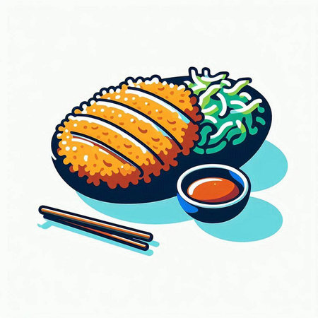 Illustration of Japanese food - Sushi. Vector Illustration.