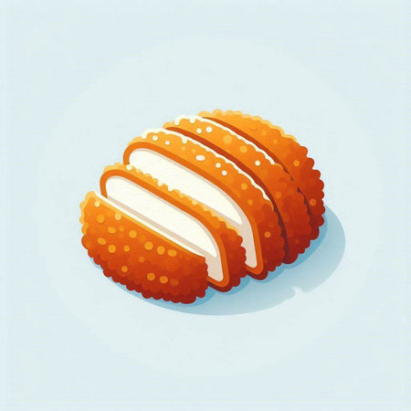 Illustration of a sushi roll on a blue background with shadow.