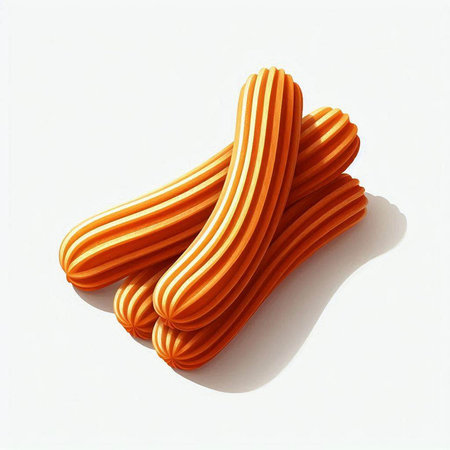 Orange sausages on white background. 3d render illustration.