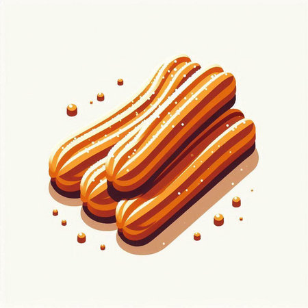 Illustration of a pile of sausages on a white background