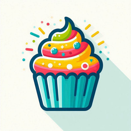 Cupcake icon in flat design style. Vector illustration of cupcake.