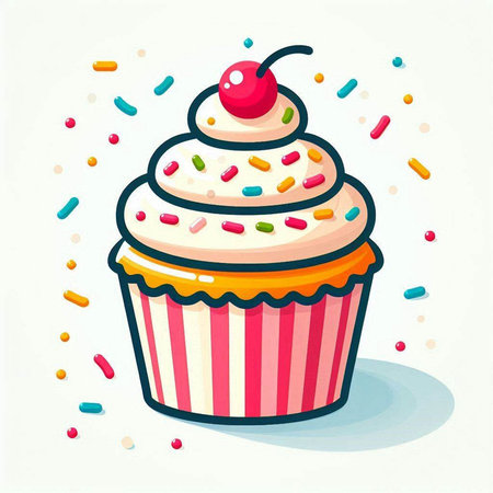 Cupcake vector illustration. Isolated on a white background.