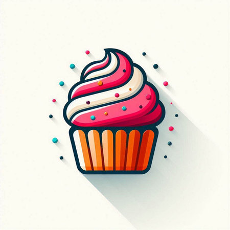 Cupcake icon, flat design, vector illustration eps 10