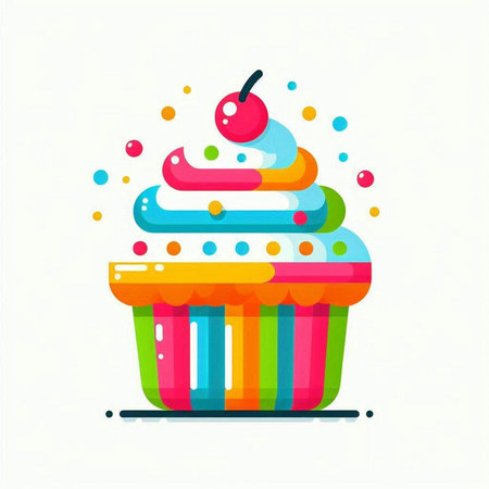 Cupcake icon. Vector illustration. Isolated on white background.