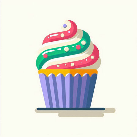 Cupcake icon in flat style. Vector illustration isolated on white background.